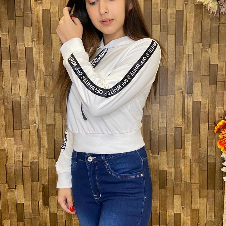 Candy Crop hoodie with Letter Tape