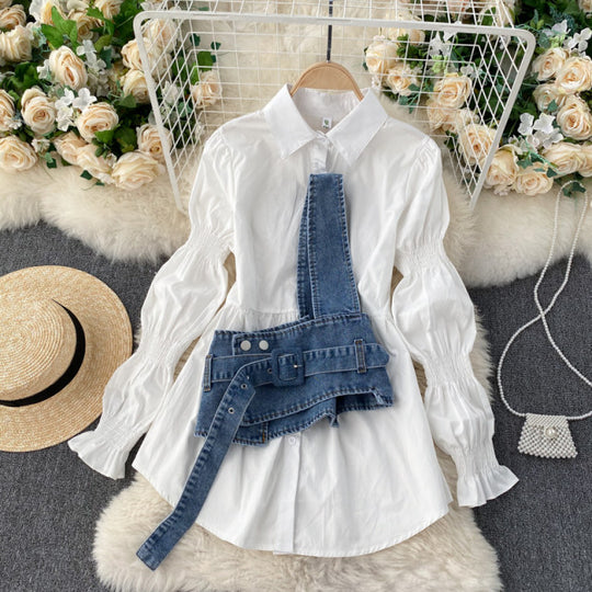 Laurel Belted Denim Blouse