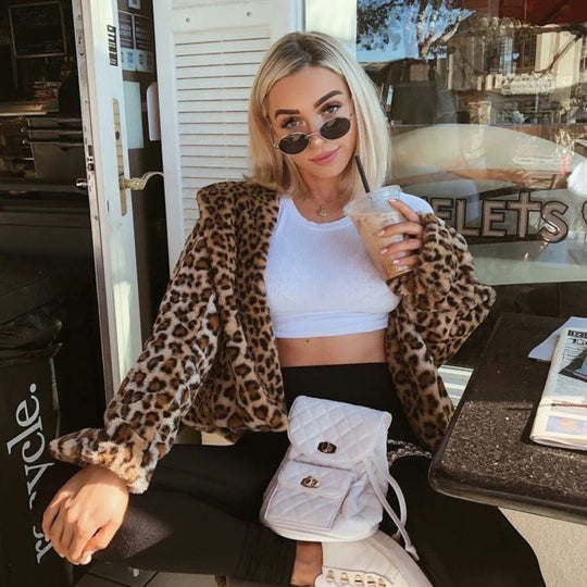 Luxury Leopard Faux fur Coat