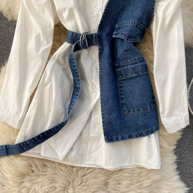 Laura Belted Denim Blouse