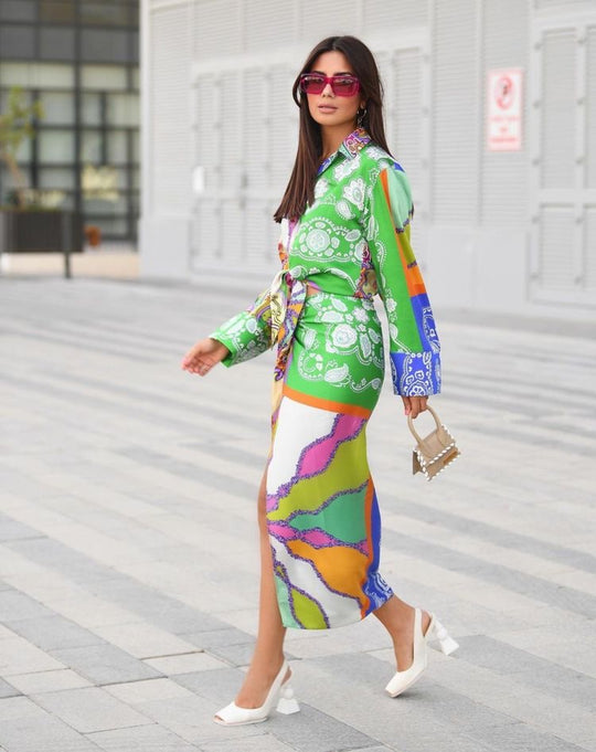 Clover vintage Set with Split Skirt