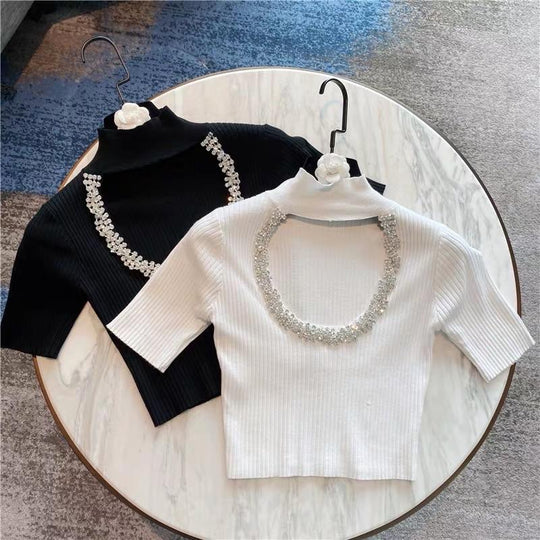 Dalmonte Rhinestone beading Crop Top