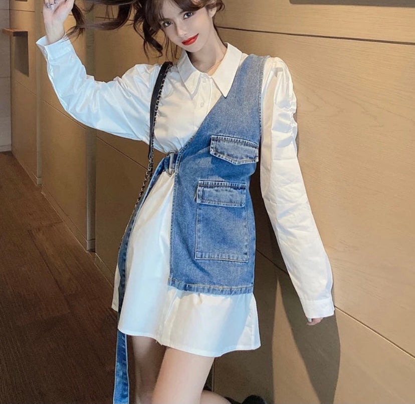 Laura Belted Denim Blouse