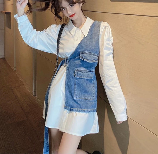 Laura Belted Denim Blouse