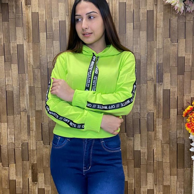 Candy Crop hoodie with Letter Tape