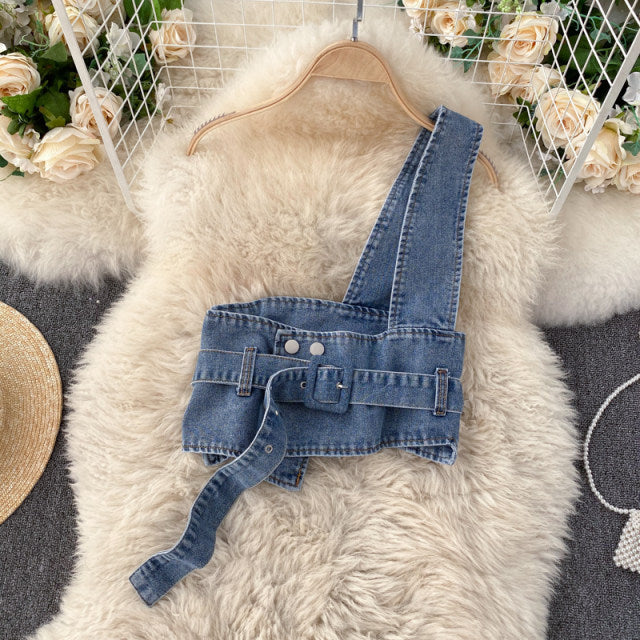 Laurel Belted Denim Blouse