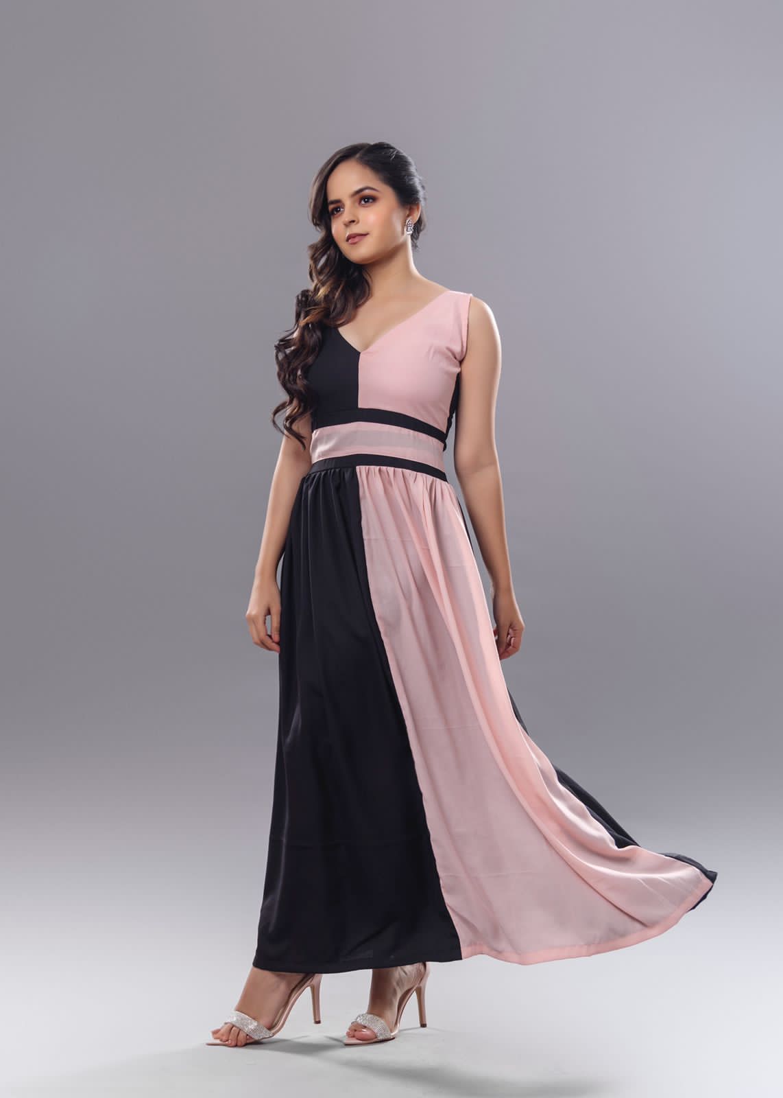 Penelope Color Block A-line Gown