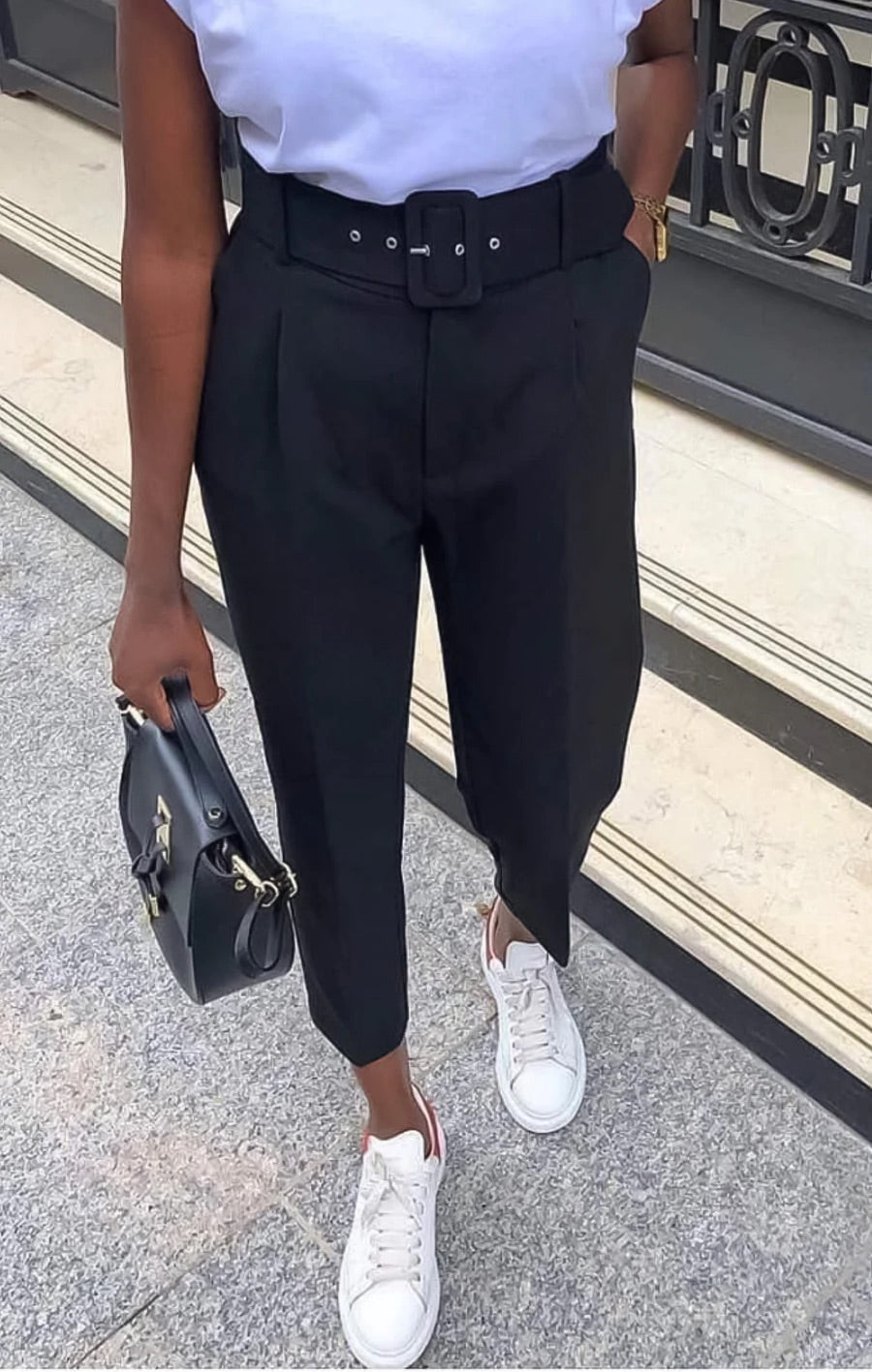 Voila Belted eyelet pegged High Waist Trousers