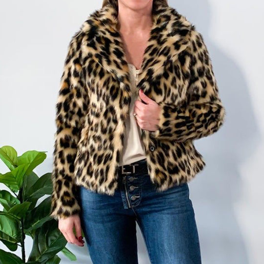 Luxury Leopard Faux fur Coat