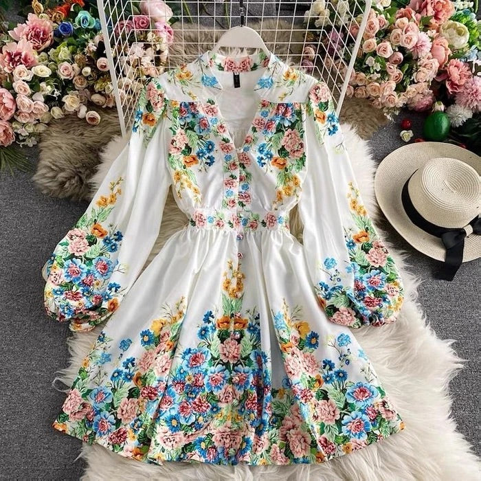 Callista long sleeves floral print Vintage dress – TrenBee