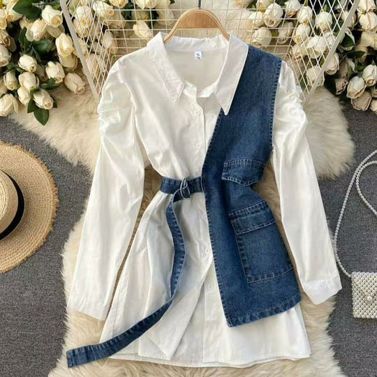 Laura Belted Denim Blouse