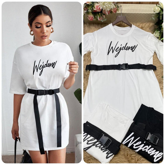 Graphics T-shirt Dress with Belt