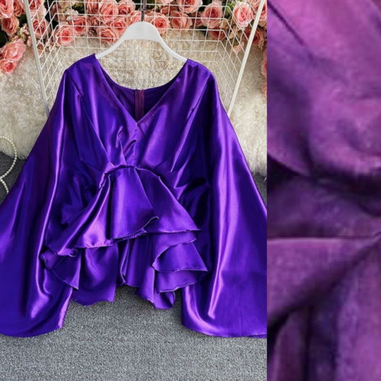 Anastasia Batwing Sleeves Satin Top
