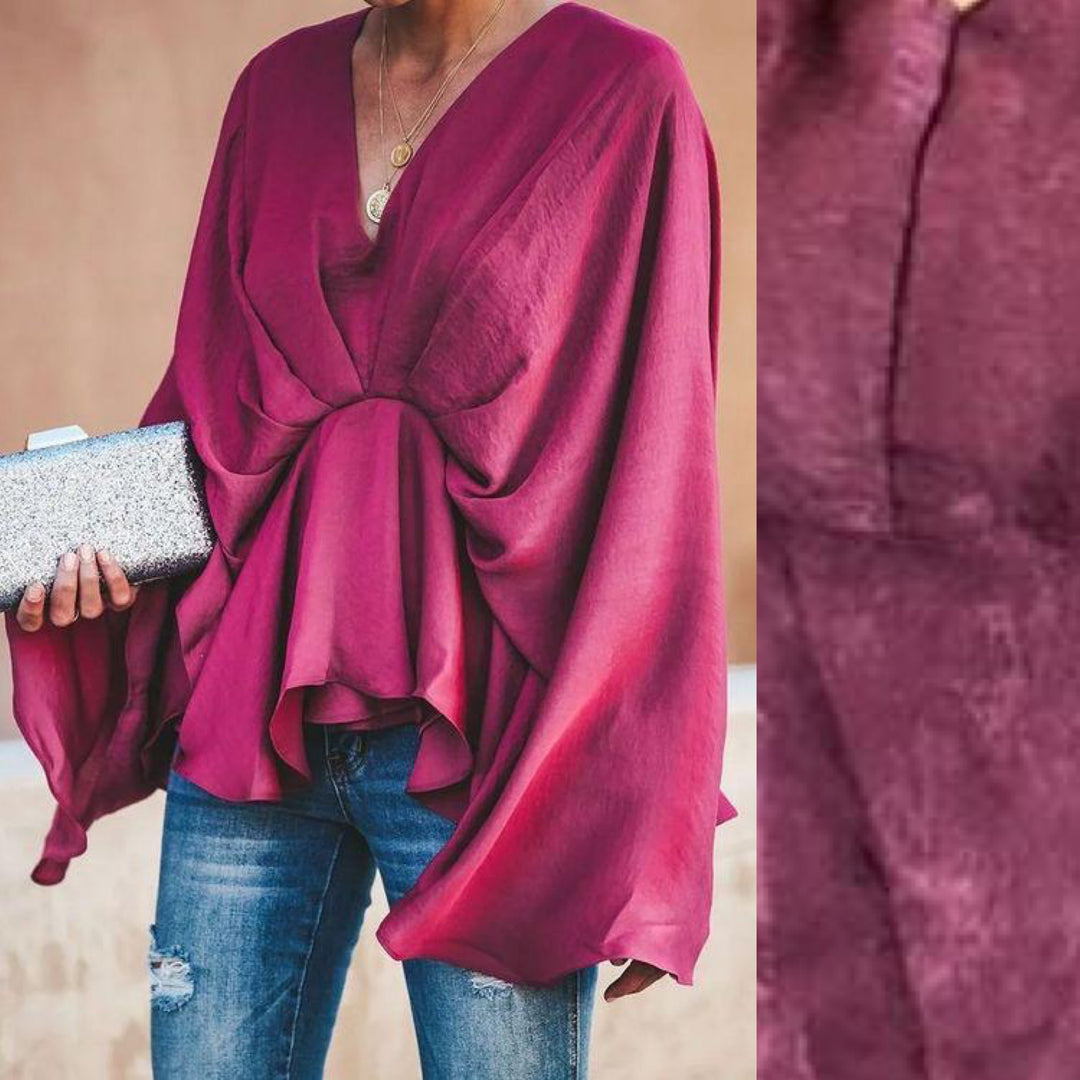 Anastasia Batwing Sleeves Satin Top