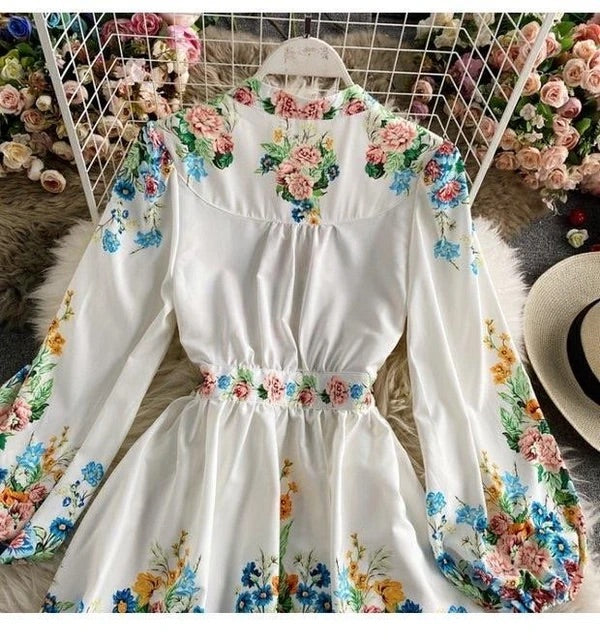 Callista long sleeves floral print Vintage dress