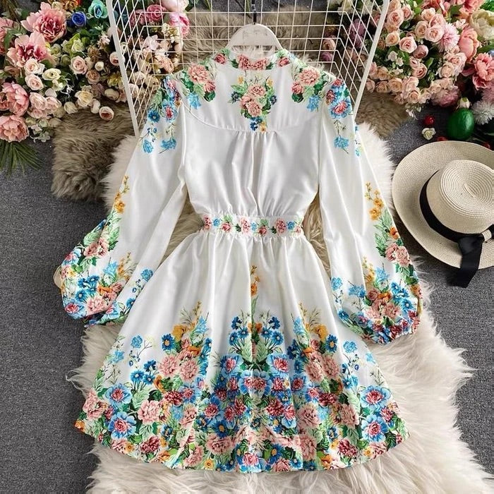 Callista long sleeves floral print Vintage dress – TrenBee