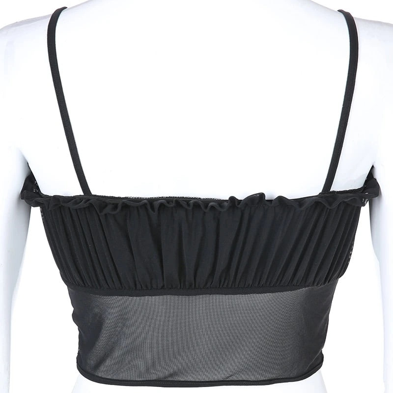 Samantha Net Bardot Crop Top