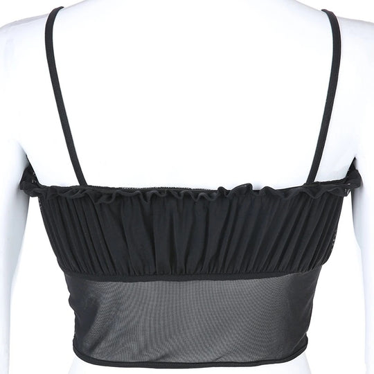 Samantha Net Bardot Crop Top