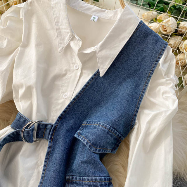 Laura Belted Denim Blouse