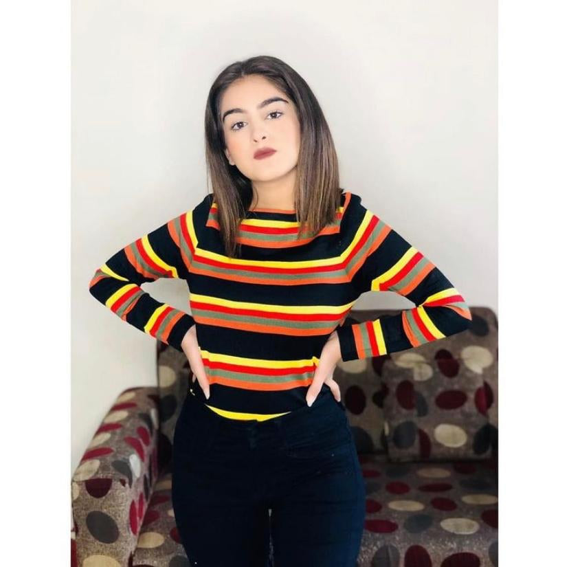 Daisy multi shade striped top