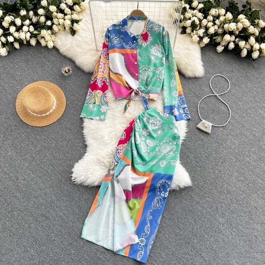 Clover vintage Set with Split Skirt