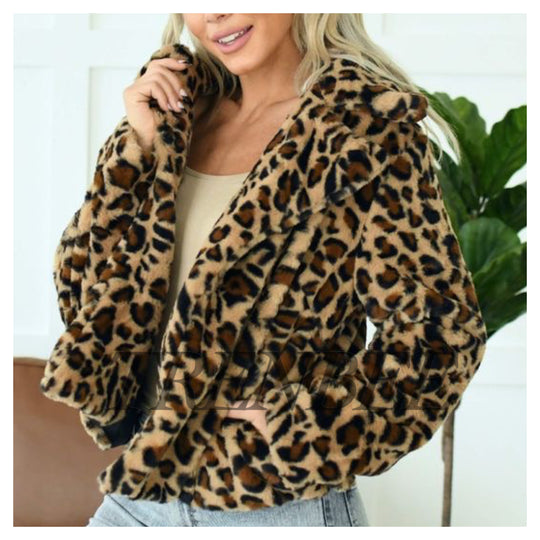 Luxury Leopard Faux fur Coat