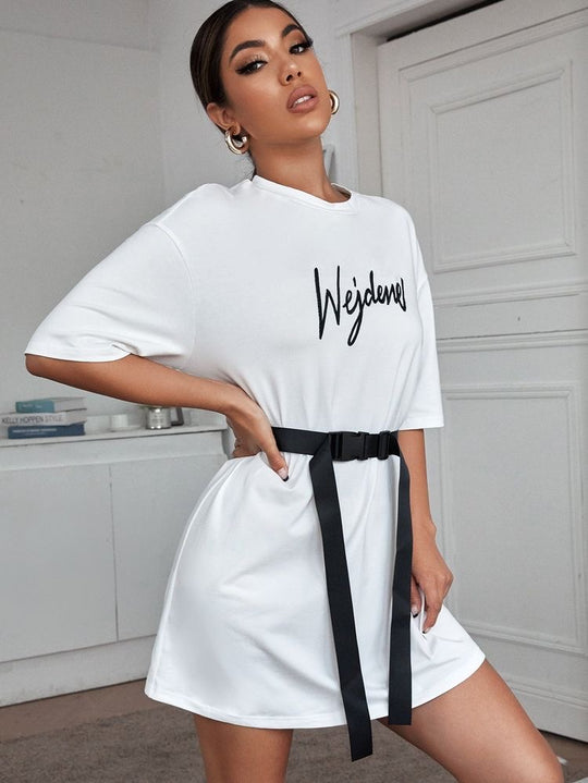 Graphics T-shirt Dress with Belt