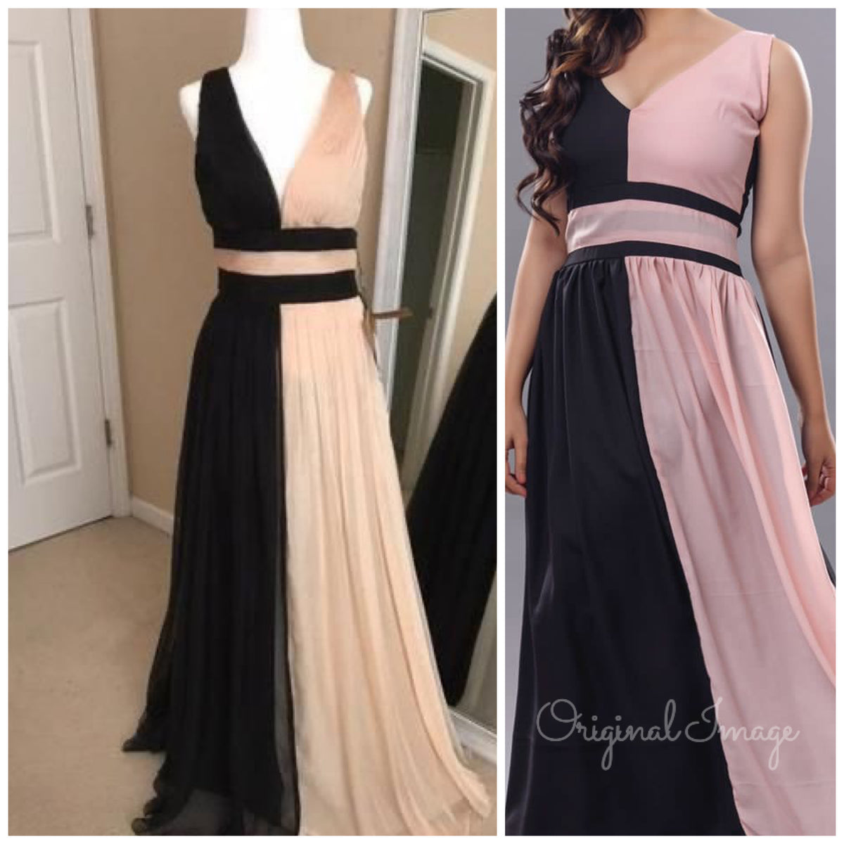 Penelope Color Block A-line Gown