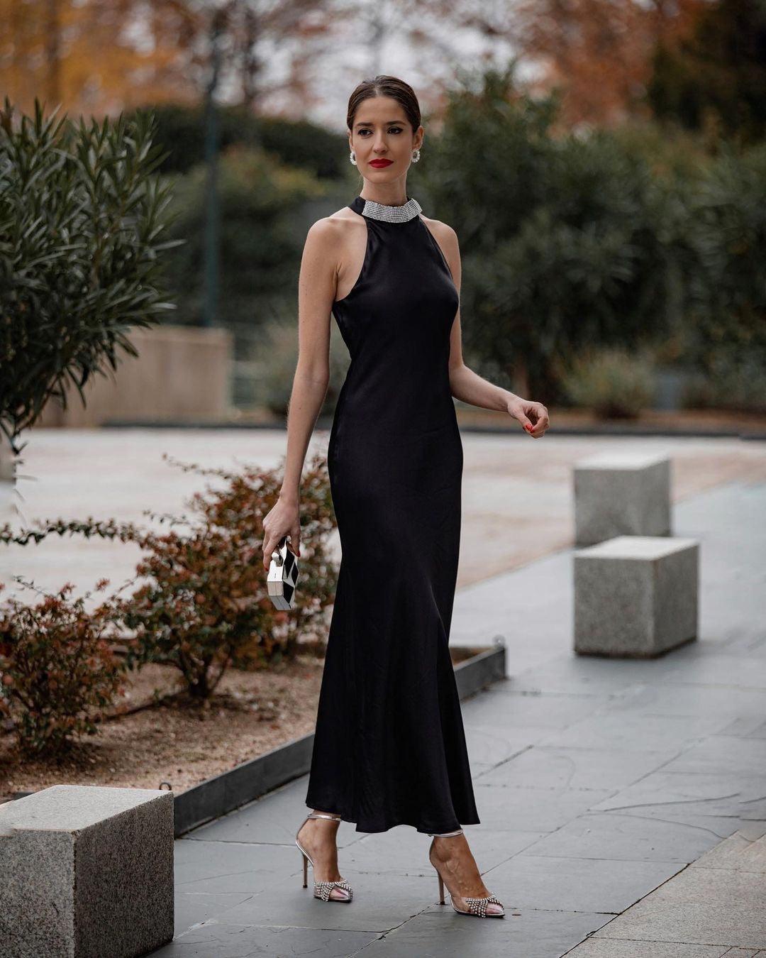 Elizabeth Diamond O neck Off Shoulder Maxi Dress