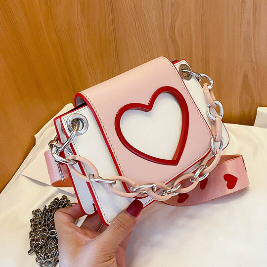 Heart Graphic Flap Square Bag