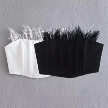 Anna Bustier with Feathers and Adjustable Strap