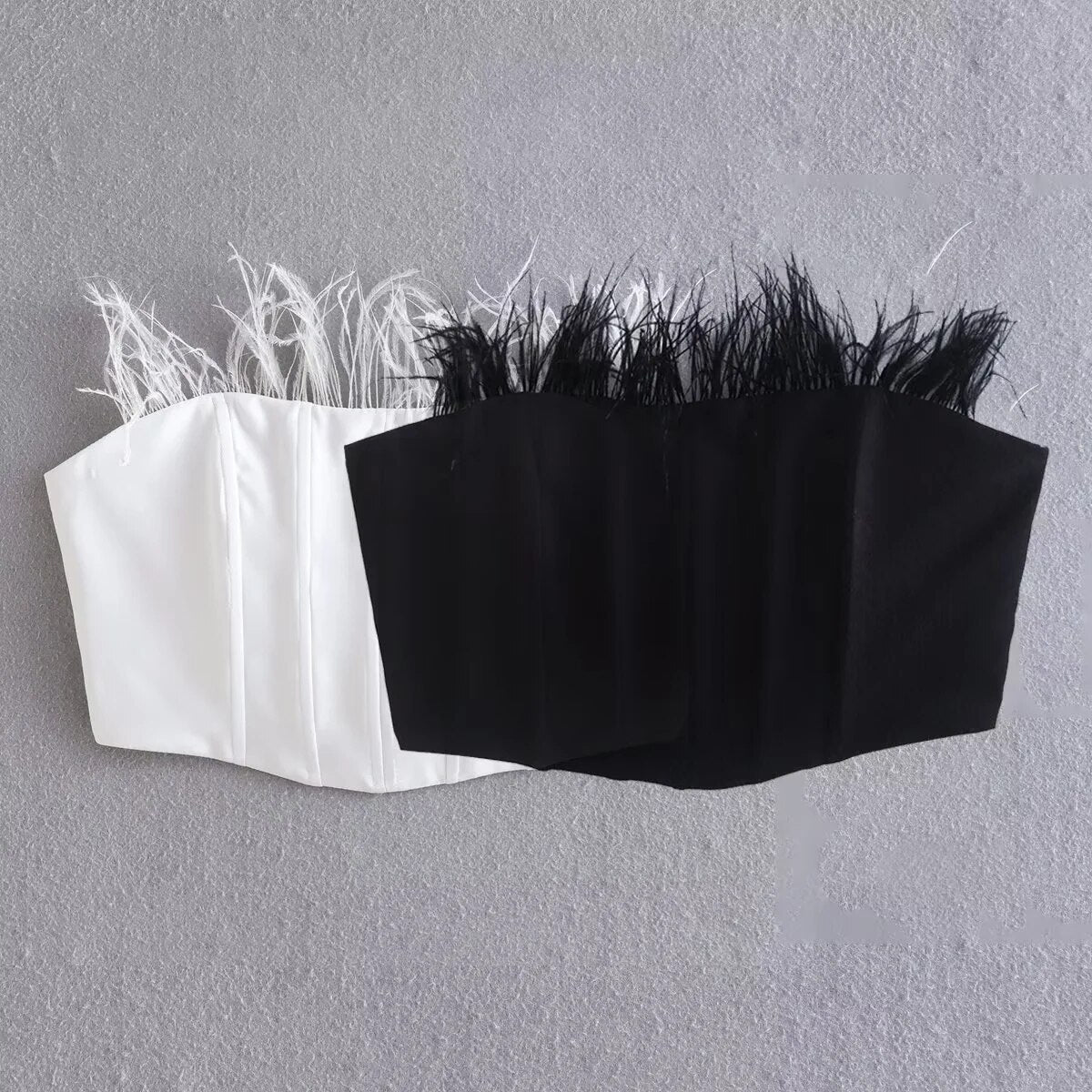 Anna Bustier with Feathers and Adjustable Strap