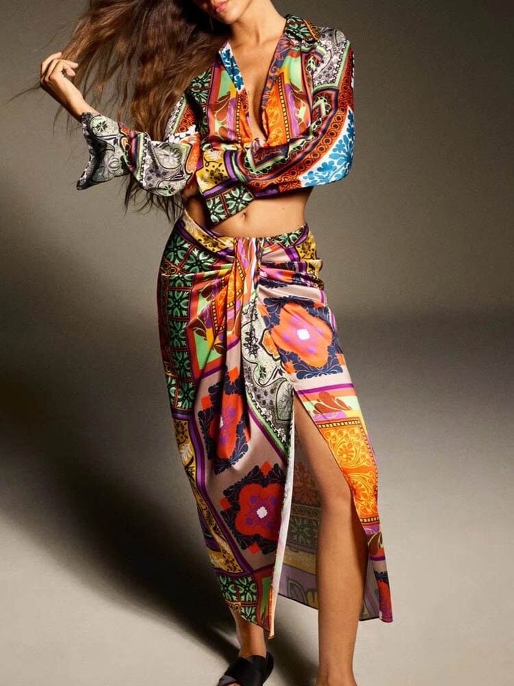 Beverly vintage Set with Split Skirt