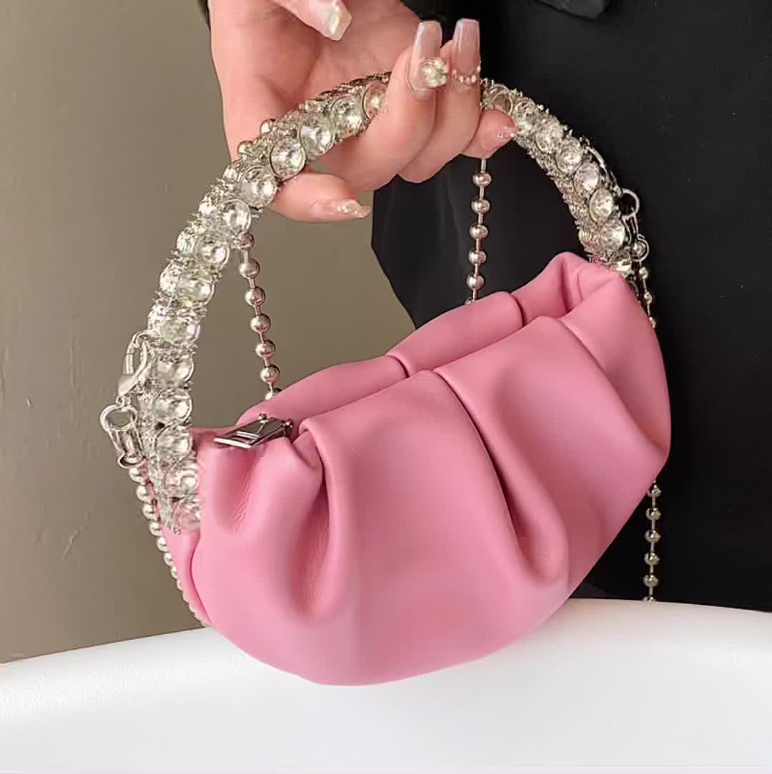 Luxury Rhinestone Handle Designer Hand Bag