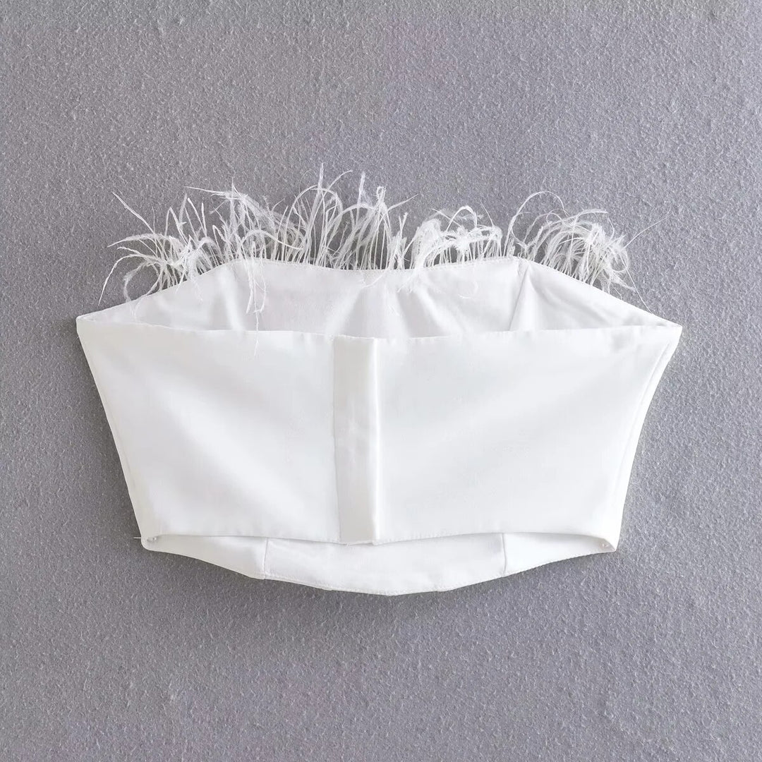 Anna Bustier with Feathers and Adjustable Strap