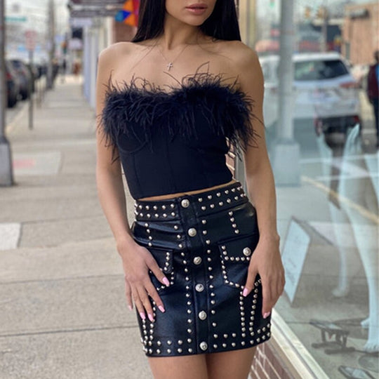 Miranda Strapless Bustier with Feather