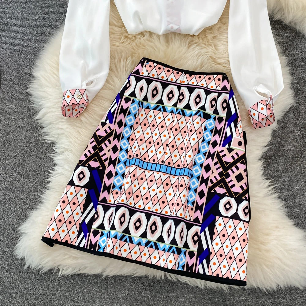 Audrina Summer Blouse and Skirt Set