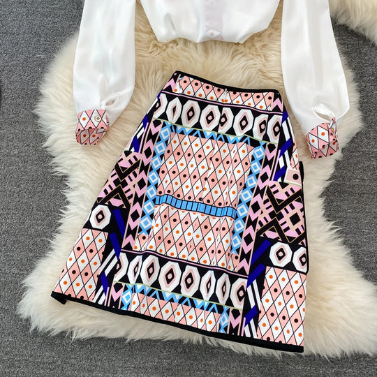 Audrina Summer Blouse and Skirt Set