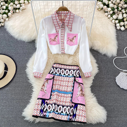 Audrina Summer Blouse and Skirt Set