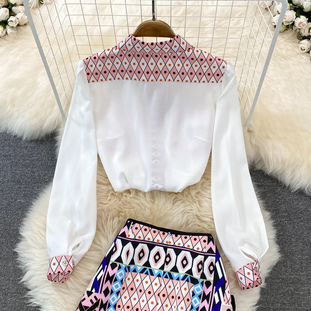 Audrina Summer Blouse and Skirt Set