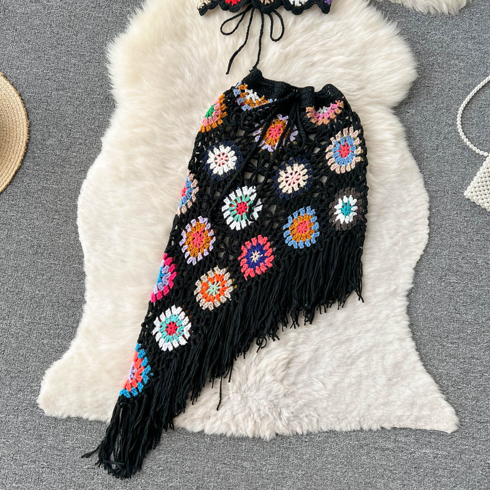 Marella Two Piece Crochet Blouse with Skirt Set