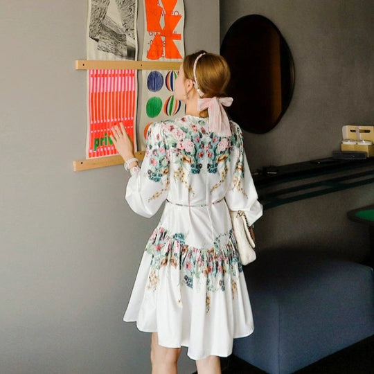 Perenne long sleeves floral print Midi dress