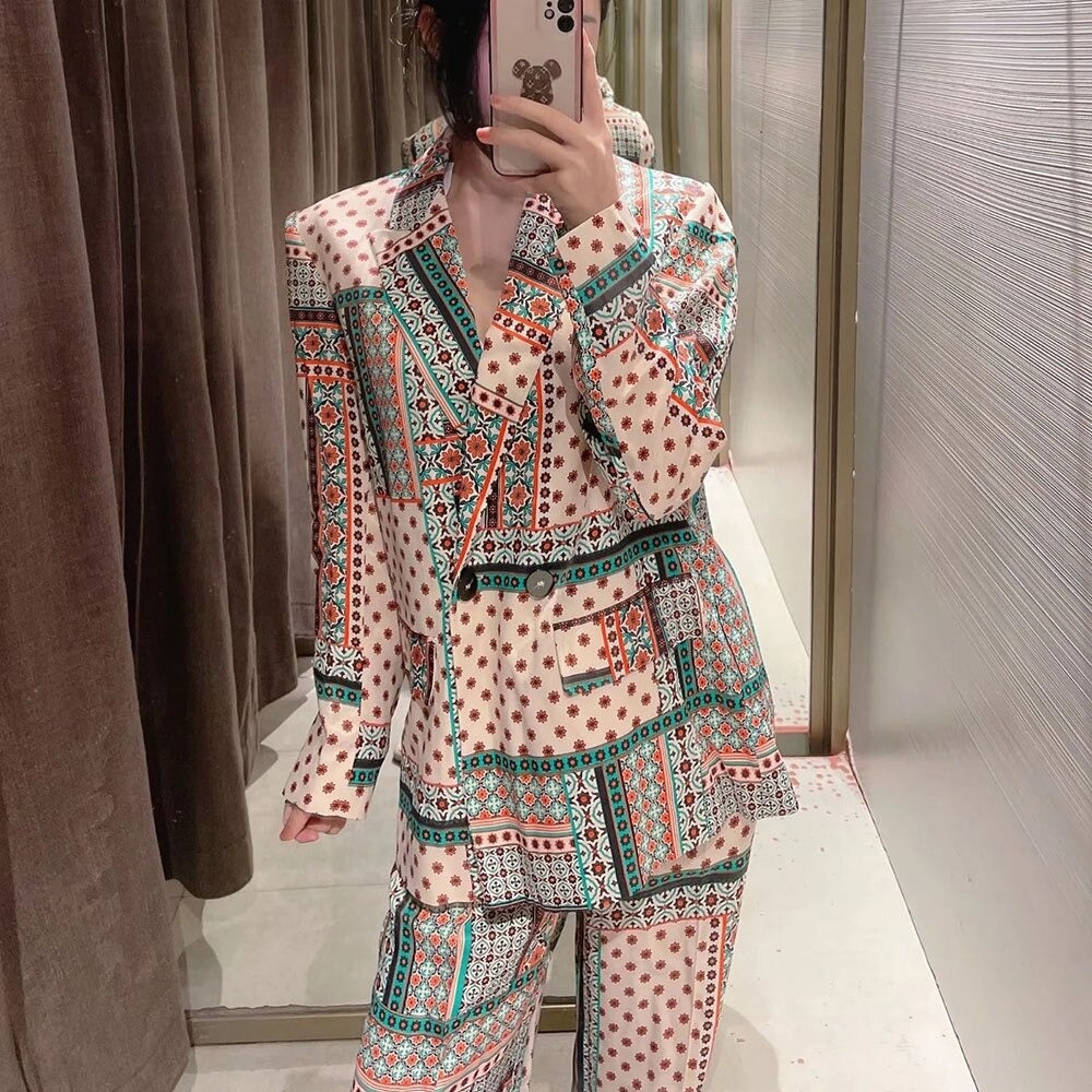 Jaden Printed Blazer and Pants Set