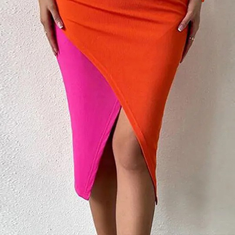 Paisley Colorblock Zipper Dress