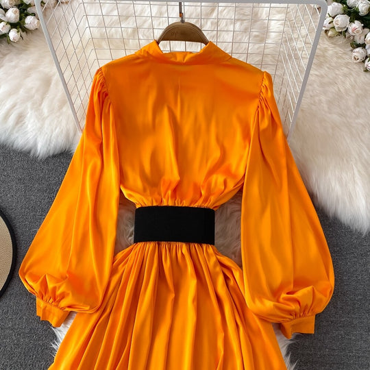 Jane Retro Style High Waisted Lapel Dress