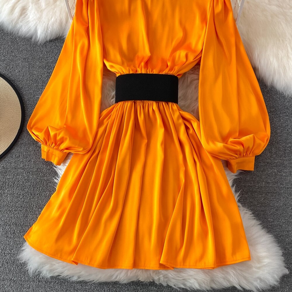 Jane Retro Style High Waisted Lapel Dress