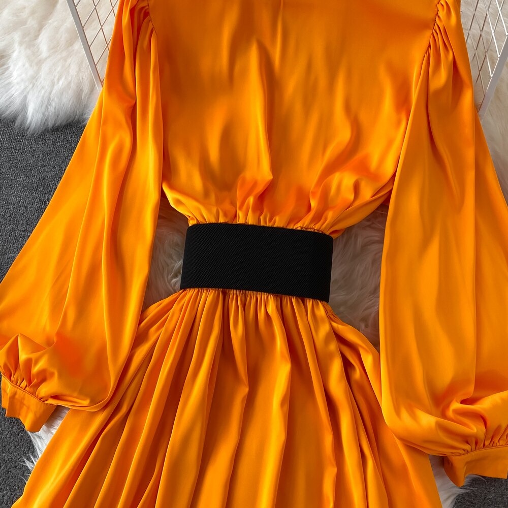 Jane Retro Style High Waisted Lapel Dress