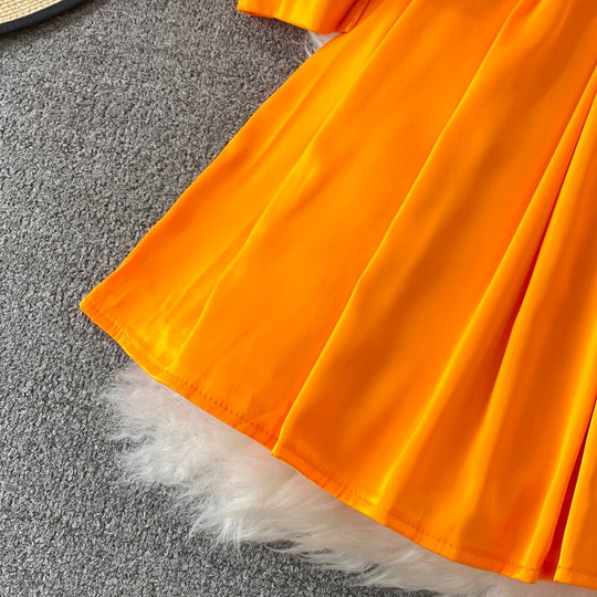 Jane Retro Style High Waisted Lapel Dress