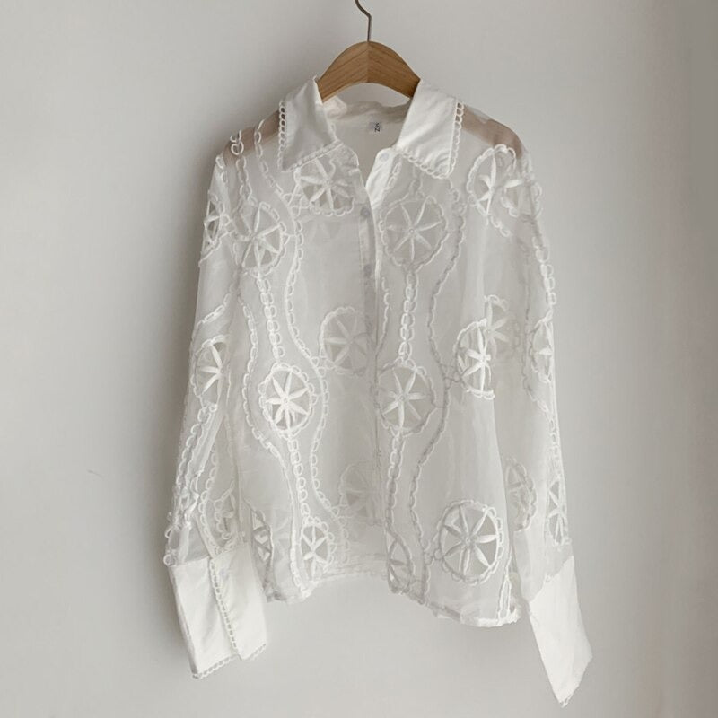 Cora Lace Hollow out Shirt