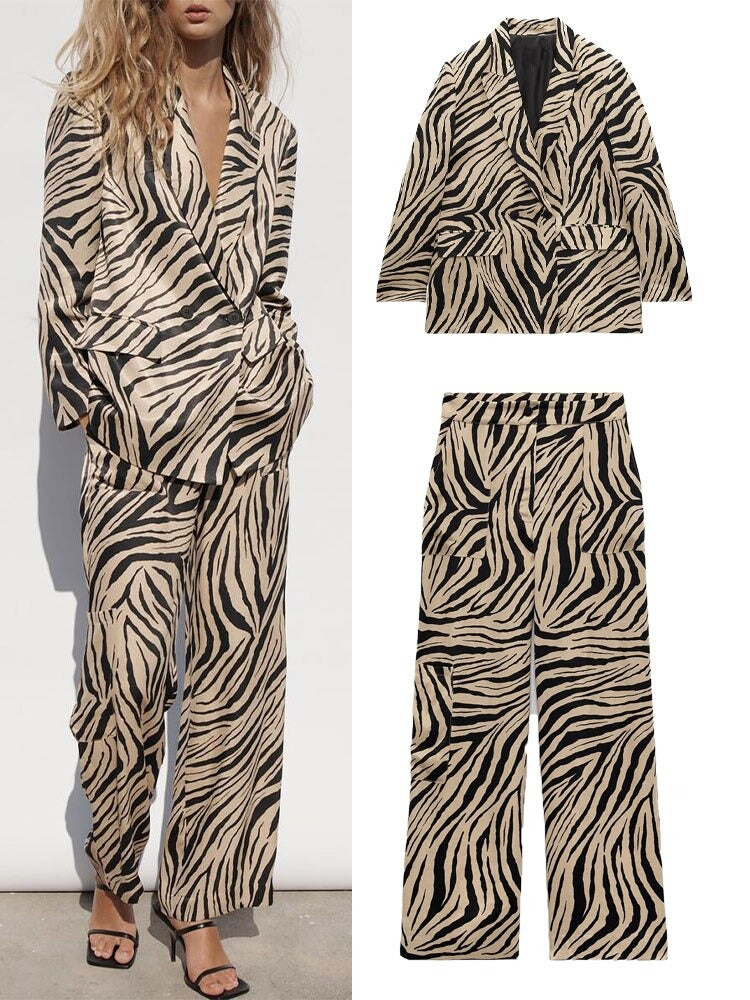 Kimora Printed Blazer and Pants Set